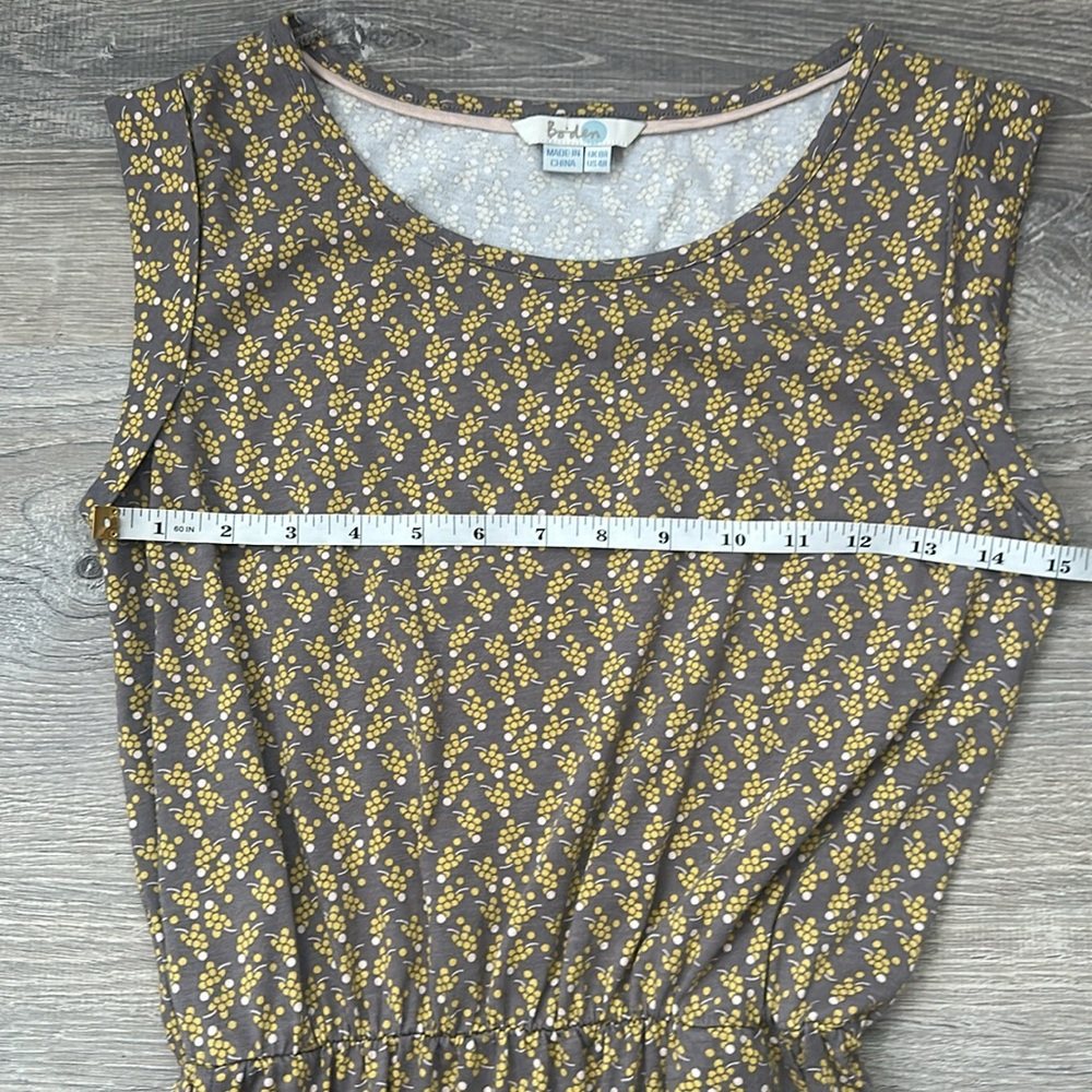 BODEN Grey & Yellow Grape Print Blackberry Cap Sleeve Dress - Picture 9 of 10